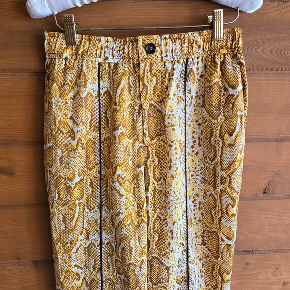 Anthropologie Current Air Snakeskin Yellow Trouser Pant Pull On XS Straight Leg - Picture 3 of 5